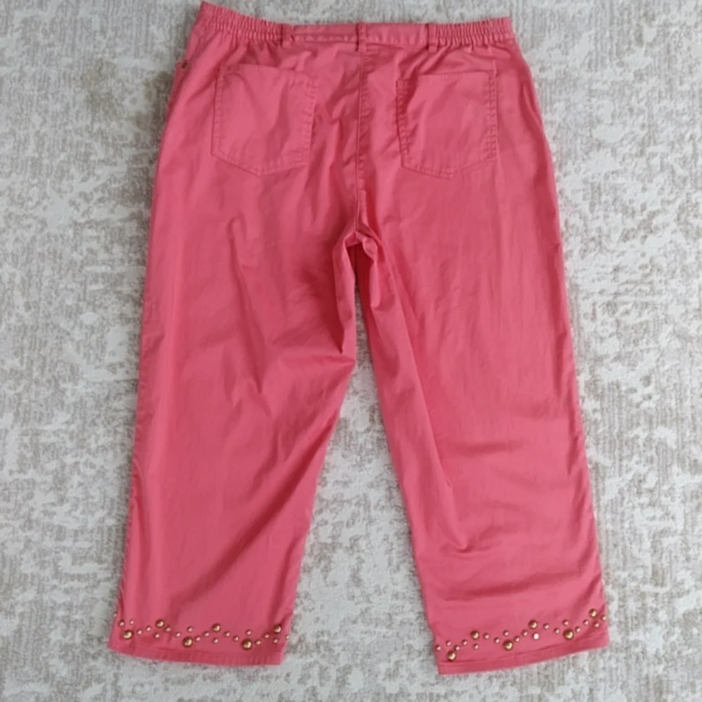 Brielle Blvd. Embellsihed Capri Pants 14P Pink Orange - Picture 12 of 16
